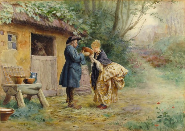 The Drink of Milk, 1882. Creator: Maurice Leloir.