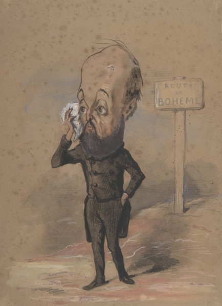 Caricature of Henri Mürger, 1849-61. Creator: Nadar.
