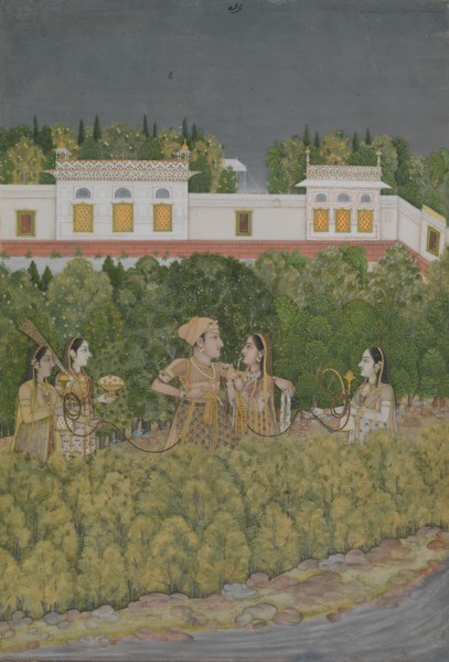 Prince and Ladies in a Garden, mid-18th century. Creator: Nidha Mal.