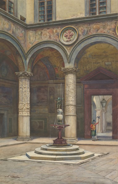 Courtyard of the Palazzo Vecchio, Florence, 19th century. Creator: Francesco Salviati.