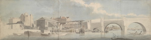Westminster Bridge, the Surrey Side, ca. 1750. Creator: Samuel Scott.