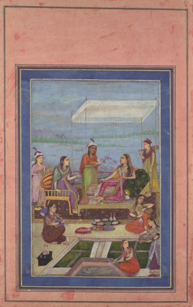 Princess Entertaining a Visitor on the Balcony, Folio from the Davis Album, mid 2nd half 17th cent. Creator: Unknown.