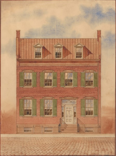 Architectural Drawing of an Early Nineteenth-Century Brick House, New York, . Creator: Unknown.