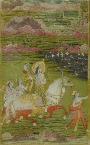 Chand Bibi Hawking with Attendants in a Landscape, ca. 1700. Creator: Unknown.