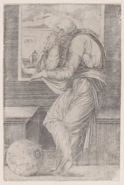 Philoshopher Seated near a Window, ca. 1514-36., ca. 1514-36. Creator: Agostino Veneziano.