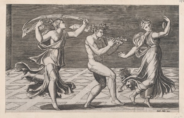 Speculum Romanae Magnificentiae: Dance of Fauns and Bacchants, early 16th ce..., early 16th century. Creators: Anon, Agostino Veneziano.