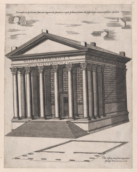 Speculum Romanae Magnificentiae: Temple of Antoninus and Faustina, 1565., 1565. Creator: Anon.