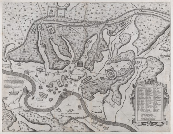 Speculum Romanae Magnificentiae: Ancient Rome and its Hills, from the West, 1573., 1573. Creator: Etienne Duperac.