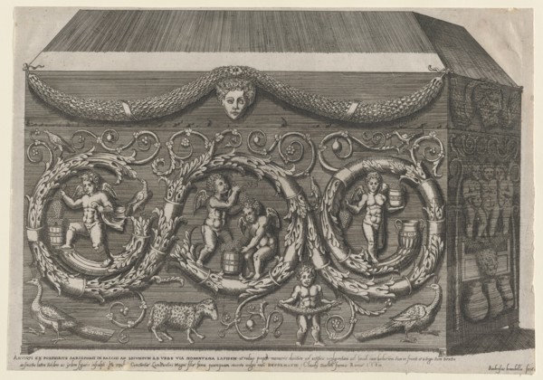 Speculum Romanae Magnificentiae: Decorated Sarcophagus with Arabesques, 1582., 1582. Creator: Giovanni Ambrogio Brambilla.
