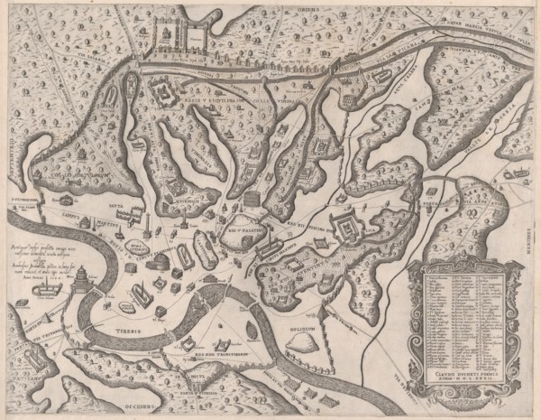 Speculum Romanae Magnificentiae: Ancient Rome, and its Hills, from the West, 1582., 1582. Creator: Giovanni Ambrogio Brambilla.
