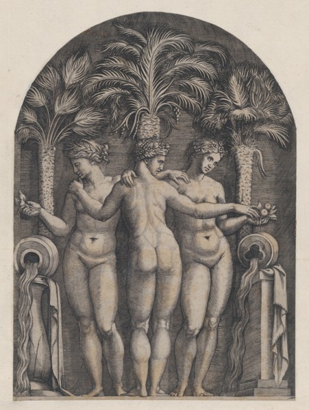 Speculum Romanae Magnificentiae: The Three Graces, ca. 1500-1534., ca. 1500-1534. Creator: Marcantonio Raimondi.