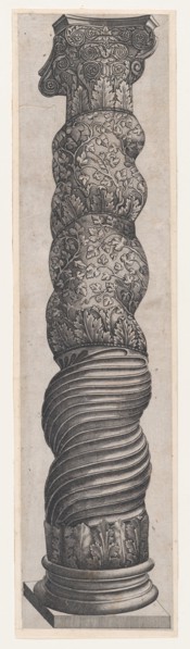 Speculum Romanae Magnificentiae: Grotesque Winding Column in St. Peter's, 16th cen..., 16th century. Creator: Nicolas Beatrizet.