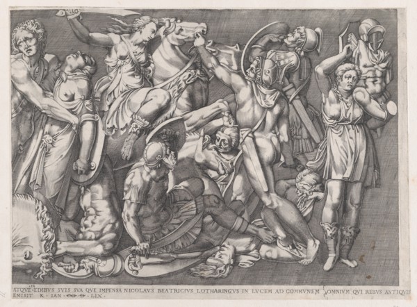 Speculum Romanae Magnificentiae: Battle of the Amazons, 1559., 1559. Creator: Nicolas Beatrizet.