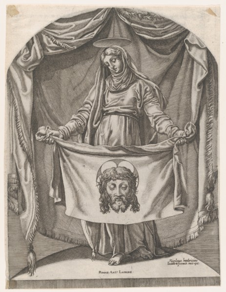 St. Veronica with the Sudarium, after Michelangelo, 1540-66., 1540-66. Creator: Nicolas Beatrizet.