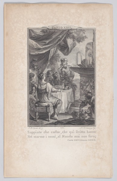 Canto 26, Stanza 39, from Orlando Furioso, 1774., 1774. Creator: Nicolas de Launay.
