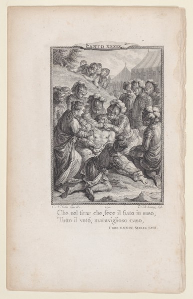 Canto 39, Stanza 57, from Orlando Furioso, 1774., 1774. Creator: Nicolas de Launay.