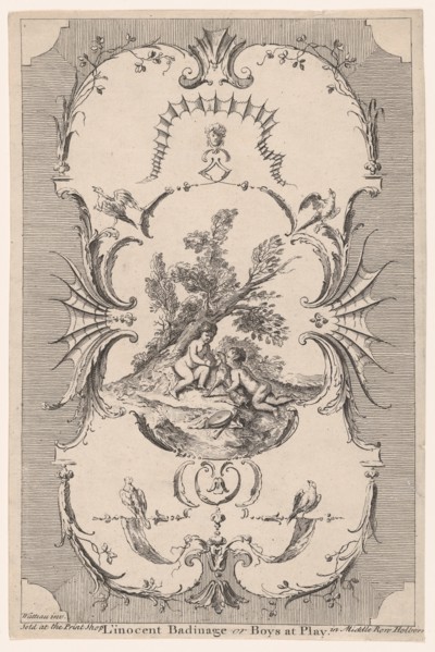 Design for Wallpaper "L'Innocent Badinage, or Boys at Play", ca. 1745-50., ca. 1745-50. Creator: Paul Sandby.