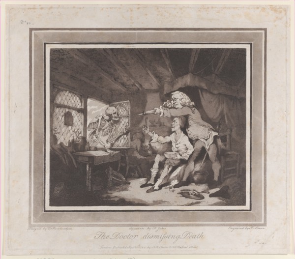 The Doctor Dismissing Death, September 15, 1785., September 15, 1785. Creators: Peter Simon, Francis Jukes.