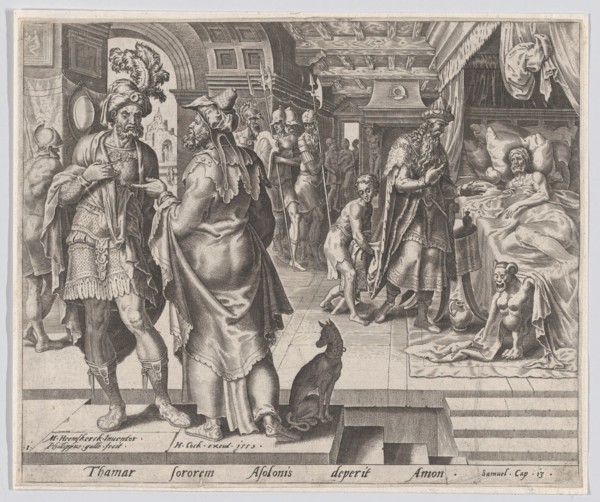 Jonadab Counselling Amnon, from The Story of Tamar and Amnon, plate 1, 1559., 1559. Creator: Philip Galle.