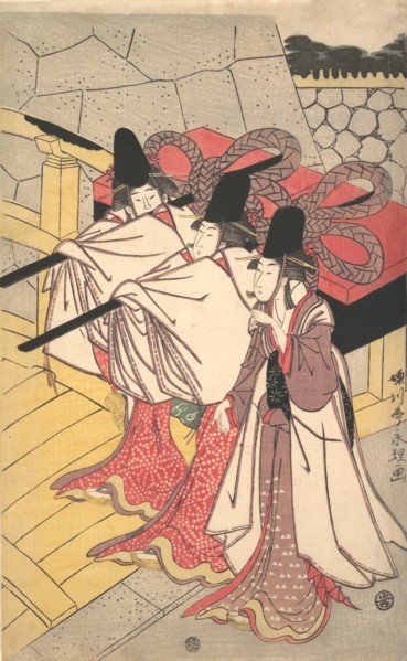 Prince Genji Returning to His Palace where His Wife Awaits Him, ca. 1797., ca. 1797. Creator: Rekisentei Eiri.