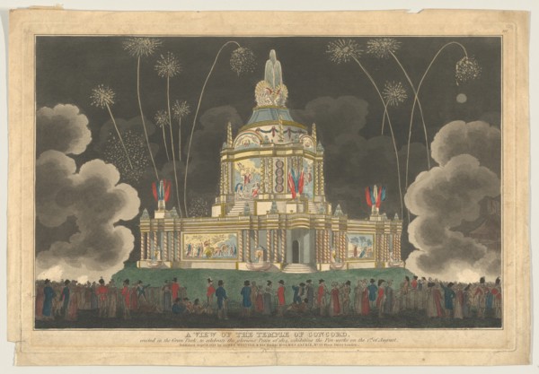 A View of the Temple of Concord Erected in the Green Park, to Celebrate the G..., September 9, 1814. Creator: Robert Laurie.