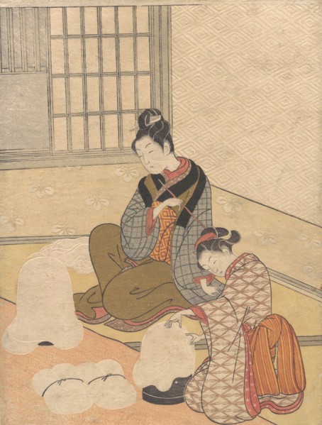 Evening Snow on the Nurioke, from the series Eight Parlor Views, ca. 1766., ca. 1766. Creator: Suzuki Harunobu.