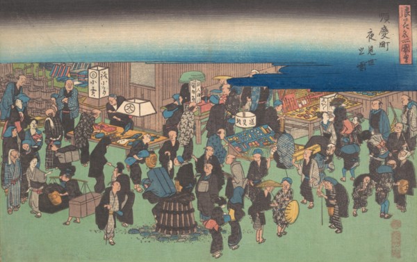 Junkei machi Yomise no Zu, ca. 1828., ca. 1828. Creator: Ando Hiroshige.