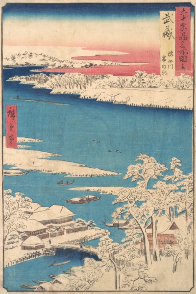 Morning after a Snowfall, the Sumida River, Musashi Province , from the series Views o..., ca. 1853. Creator: Ando Hiroshige.