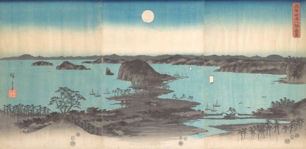 Panorama of the Eight Views of Kanasawa under a Full Moon, 1857., 1857. Creator: Ando Hiroshige.