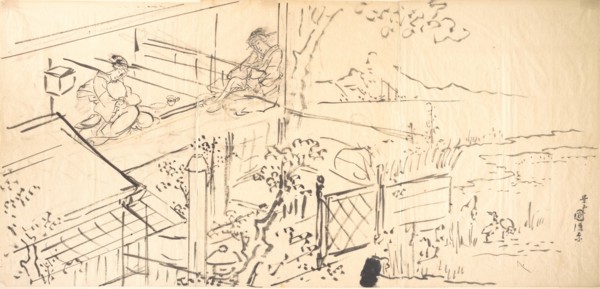 Two Courtesans Enjoying the View from a Teahouse. Creators: Utagawa Kunisada, Ichiransai Kunitsuna.