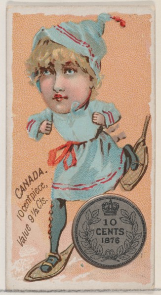 Canada, 10 Cent Piece, from the series Coins of All Nations (N72, variation 2) for Duke br..., 1889. Creator: Unknown.