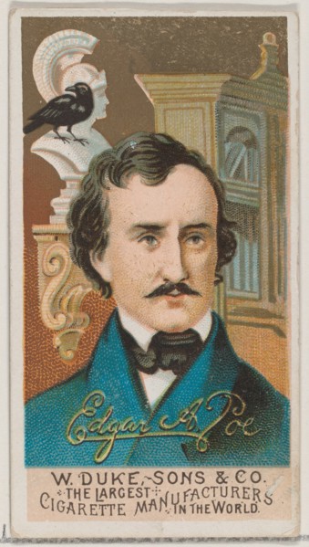 Edgar Allan Poe, from the series Great Americans (N76) for Duke brand cigarettes, 1888., 1888. Creator: Unknown.