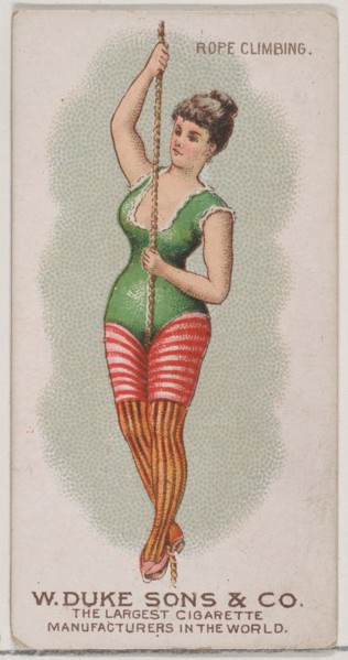 Rope Climbing, from the Gymnastic Exercises series (N77) for Duke brand cigarettes, 1887., 1887. Creator: Unknown.