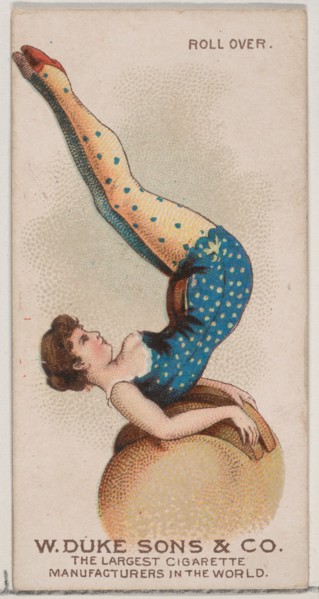 Roll Over, from the Gymnastic Exercises series (N77) for Duke brand cigarettes, 1887., 1887. Creator: Unknown.