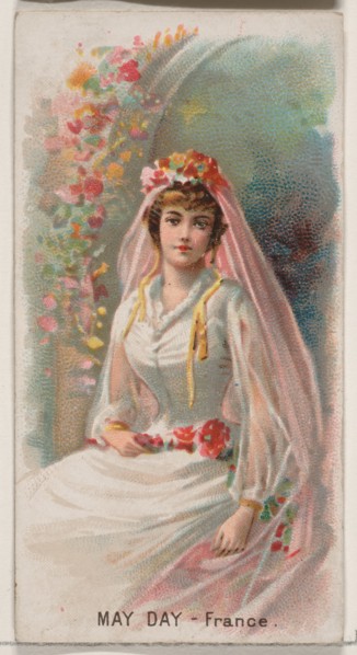 May Day, France, from the Holidays series (N80) for Duke brand cigarettes, 1890., 1890. Creator: George S. Harris & Sons.