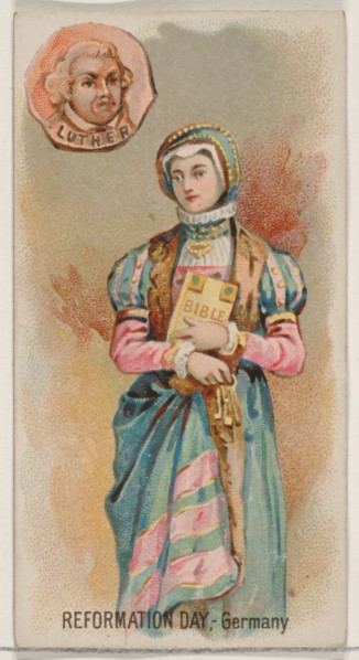 Reformation Day, Germany, from the Holidays series (N80) for Duke brand cigarettes, 1890., 1890. Creator: George S. Harris & Sons.