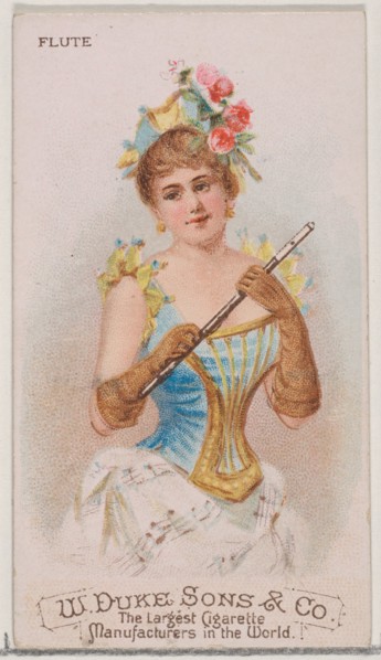 Flute, from the Musical Instruments series (N82) for Duke brand cigarettes, 1888., 1888. Creator: Schumacher & Ettlinger.