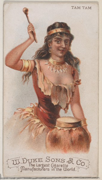 Tam Tam, from the Musical Instruments series (N82) for Duke brand cigarettes, 1888., 1888. Creator: Schumacher & Ettlinger.