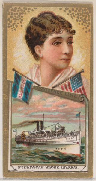 Steamship Rhode Island, Providence Line, from the Ocean and River Steamers series (N83) fo..., 1887. Creator: Unknown.