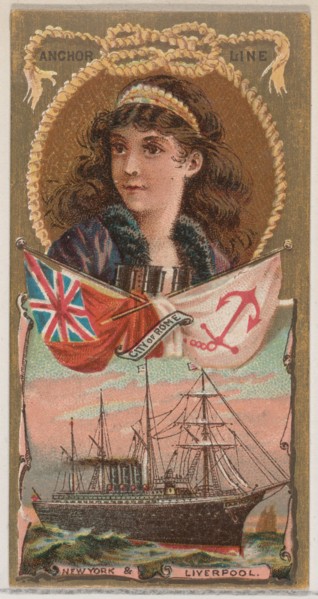 Anchor Line, from the Ocean and River Steamers series (N83) for Duke brand cigarettes, 1887., 1887. Creator: Unknown.