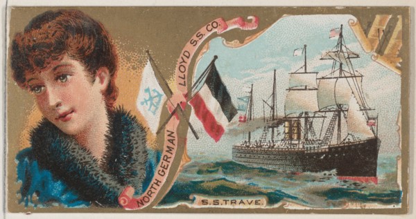 Steamship Trave, North German Lloyd Steamship Company, from the Ocean and River Steamers s..., 1887. Creator: Unknown.