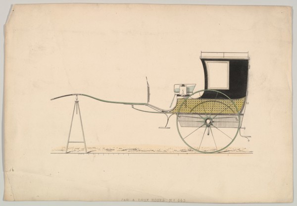 Design for "Car à Deux Roues" (Vehicle with two wheels), ca. 1870.
