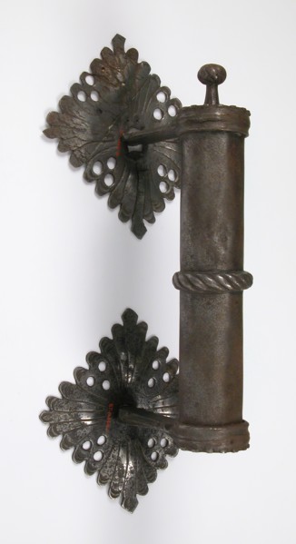 Door handle and two Escutcheon plates, German, 16th century.