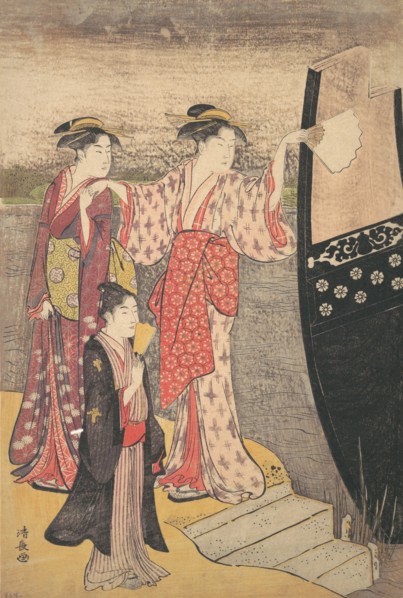 Disembarking from a Pleasure Boat on the Sumida River.