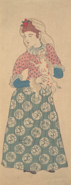 Dutch Woman Holding a Dog, first half of the 19th century.