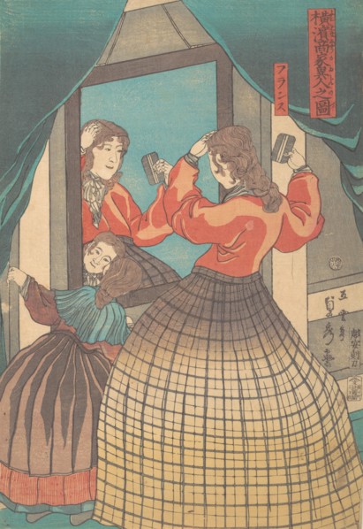 French Woman and Girl, from the series Foreign Merchants in Yokohama, 1861.