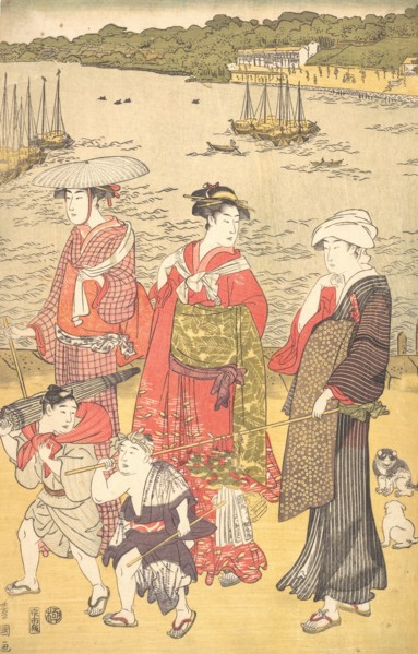 Women at Takanawa Beach, ca. 1790s.