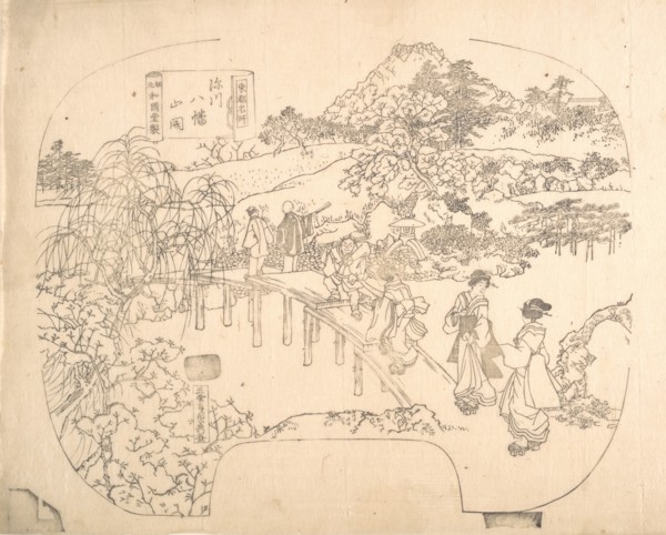 Proof Line-Block Print for Fan, 19th century.
