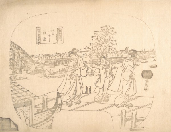 Proof Line-Block Print for Fan, 19th century.