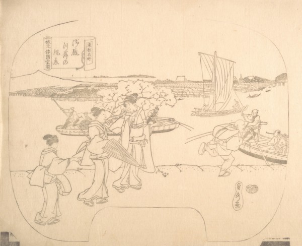 Proof Line-Block Print for Fan, 19th century.